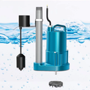 Barnes 110404 Model SEV412VFT Heavy-Duty Sewage Pump - Dual Ball Bearings, 1/2 HP Motor, 20 Foot Cord, 2-Inch Discharge - Compact, High-Efficiency for Residential and Light Commercial Use