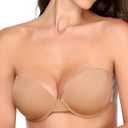 JOATEAY Adhesive Bra Backless Strapless Sticky Push Up Reusable Invisible Lift Padded Non-Slip (C, Pecan)