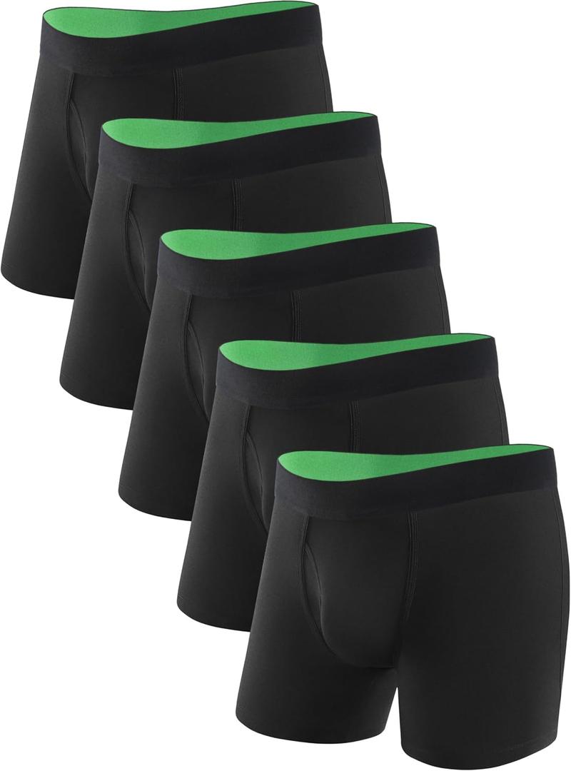 TIICHOO Washable Incontinence Underwear for Men Regular Absorbency Incontinence Boxer Briefs with Fly 5 Pack Large