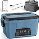 Cordless Electric Lunch Box for Adults, APP Control Heated Lunch Box for Men Food Warmer Rechargeable Lunch Box 248 Timer Self Heating Lunch Box, 5-sided Heated lunchbox Gifts for Women Work/Outdoor (Blue)