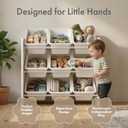 Humble Crew Toy Storage Organizer with 9 Removable Storage Bins for Kids Playroom, 3-Tier Toddler Toy Organization and Storage, White/White, 65.5 x 28 x 60 cm