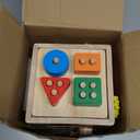 Wooden Activity Cube | Montessori Toys for 1 2 3 Year Old Toddlers | One Year Old 1st 2st First Birthday Gift | Educational Toys for 12+ Months Baby Boys Girls | Bonus Sorting & Stacking Game (Blue)