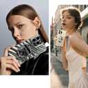 Mirror Case for iPhone Xs Max, Built-in Make up Mirror, Water Ripple Pattern, Fashion Luxury Plating, for Women and Girls, Soft Flexible Wave Frame Shap, Silver