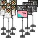 Wesiti 12 Pack Adjustable Poster Stand Holder Floor Standing Display Sign Holder for Advertising Business Menu Stand Vertical and Horizontal View Sign Displayed Black (8.5 x 11 Inch)