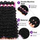 Deep Wave Bundles Synthetic Hair Quick Weave Bundle Curly High Temperature Fiber Hair Extensions for Women Black Color 20 Inches 4Pieces (Color 1B#)