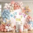7.2FT Round Backdrop Cover White Round Arch Cover and Boy or Girl Decal Sign - Adjustable Spandex Circle Arch Cover for Birthday Party, Baby Shower, Wedding Decorations