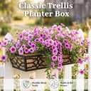 2 Pack 30 Inch Railing Planter Boxes with Coco Liner, Large Metal Window Boxes Planters for Deck Railing, Extra Wide Hanging Horse Trough for Outdoor Plants and Balcony Rails
