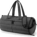 BAGSMART Puffer Gym Bag for Women, Lightweight Duffel with Shoe Compartment, Weekender Bags with Wet Pocket, Workout Overnight Carry on for Travel, Black