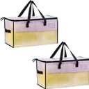 VENO 2 Pack Moving Bags, Christmas Storage Bins, Moving Boxes Alternative, Comforter and Blanket Storage Bags, College Dorm Packing Supplies, Foldable Heavy-Duty Tote (Clear, 2 Pack)