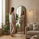 57"x18" Floor Mirror Full Length, Arched Full Length Mirror with Stand, Full Body Mirrors for Bedroom Living Room or Cloakroom Black