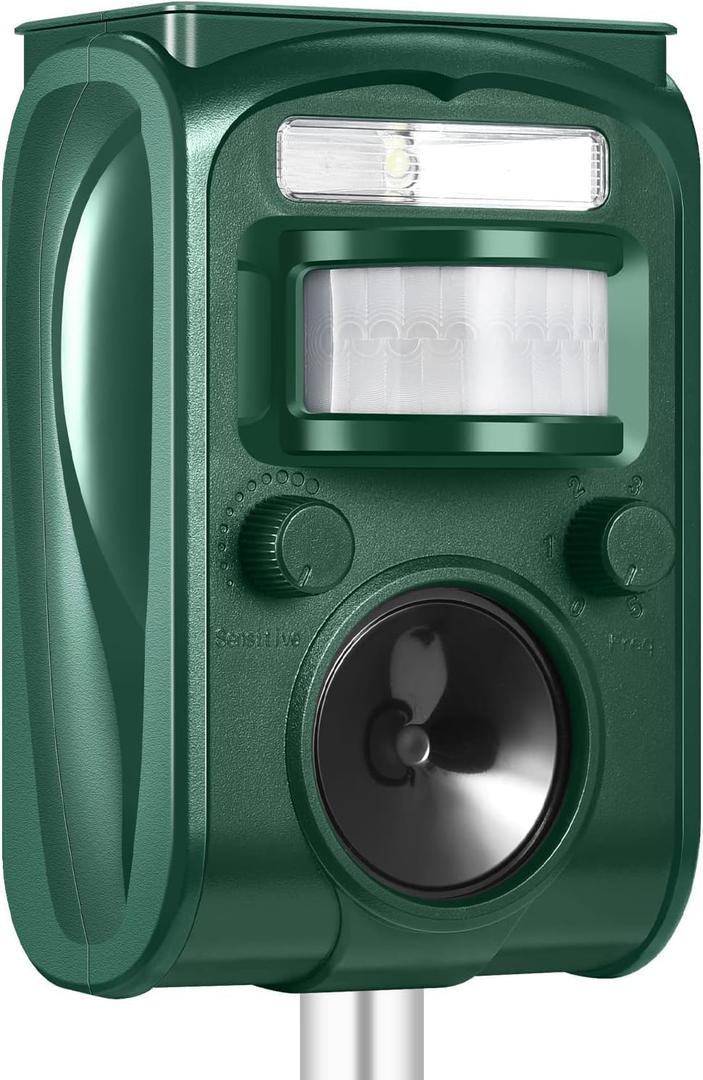 Cat Repeller Outdoor - Ultrasonic Animal Repeller Solar Powered - Waterproof Squirrel Repellent,Raccoon Deterrent with Motion Activated,Repels Dog,Rabbit,Fox,Bird for Farm Yard Protection