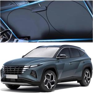 Windshield Sun Shade, Reflective Sunshade for Car Windshield with Mirror Cut-Out, Blocks 99% UV Rays & Keeps Vehicle Cool, Fits Cars, Trucks, SUVs & Vans, Fade-Resistant, (Large)