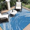 COCOER Modern Outdoor Rug 9x12 Reversible-Waterproof Outdoor Patio Rug-Quick Dry Outdoor Area Rugs Indoor Outdoor Rugs-Outside Rug Patio Decor for Porch Deck Balcony Backyard (Blue)