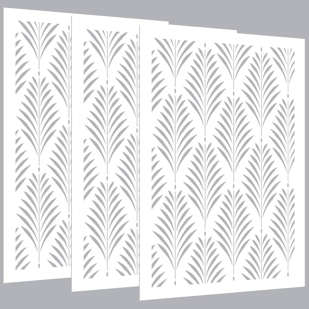 Colingmill 3 Pcs Forest Wall Stencils for Painting 36" x 23" Large Wall Stencil Reusable Fern Boho Wallpaper for Kitchen, Room, Furniture Floors Home Decor (Modern Style)