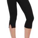 Forever 21 Women's Capri Pants with Fold Over Waist and Bottom Slits (Small,Black)