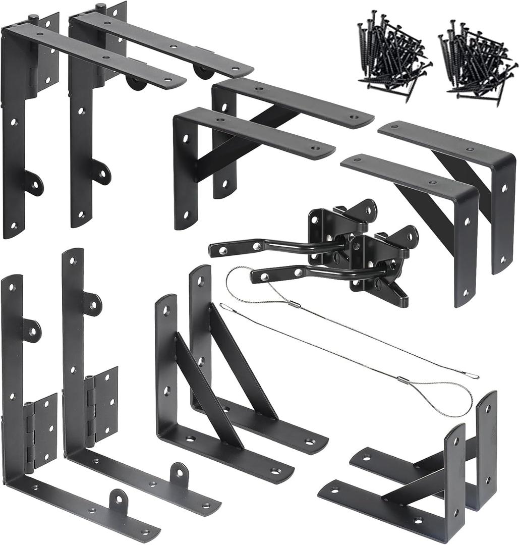 Fence Gate Kit Gate Hardware, 2 Set Anti Sag Gate Kit Heavy Duty No Sag, Anti Twist Gate Frame Corner Brackets Kit Withstand 150 lbs, Gate Hardware Kit for Wood Fence Gate