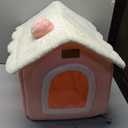 Dog House Indoor Memory Sponge, Foldable Dog House Kennel Bed Mat with Cushion for Small Medium Large Dogs Cats, Winter Warm Cat Nest Puppy Cave Sofa Pet Products (Pink, S)