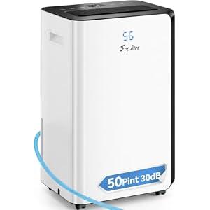 FreAire 54Pint Dehumidifier for 4500Sq.Ft, Compressor Dehumidifiers for Home, Front Humidity Value Display&Quiet Dehumidifier for Basement, Bedroom, Bathroom, with Drain Hose, 1.13 Gallon Water Tank
