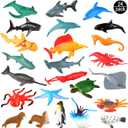 24-Pack Sea Ocean Animal Figures - Realistic Plastic Pool Party Toys Set with Turtle, Octopus, Shark - Children's Educational Birthday Gifts