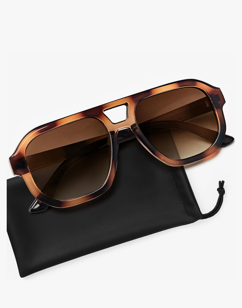 livho Trendy Polarized Square Aviator Sunglasses Women Men Square Eyewear Frame, Retro Sun Glasses for Women Men 2025 Shades