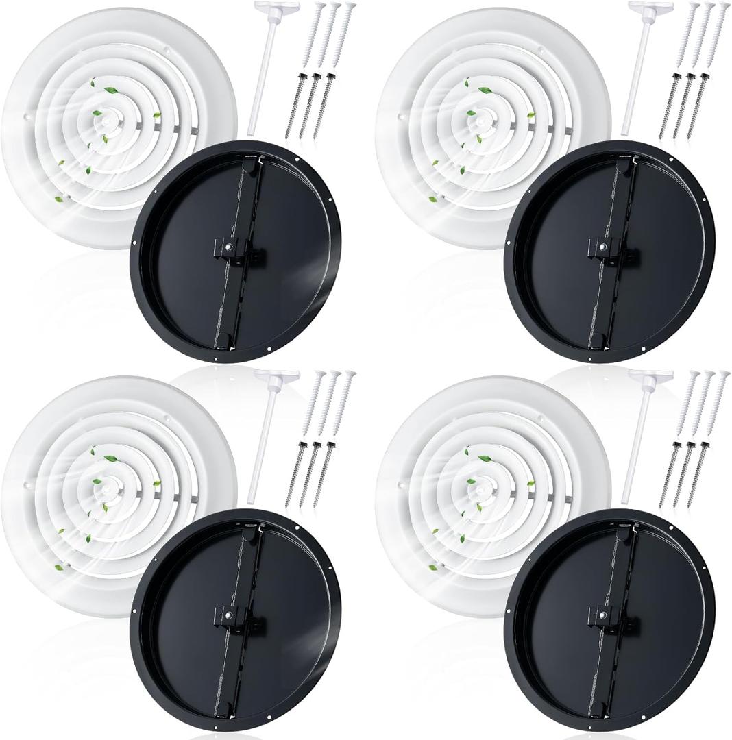 Therwen 4 Set 12 '' Round Ceiling Diffuser Vent Cover 15-15/16'' Outer Size, Fits 12 in. Duct Opening