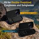 Double Oversized Eyeglasses Case Dual Sunglasses Case Hard Shell Glasses Case with Clip Metal Carabiner Travel