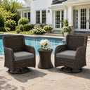 BPS 21 x 21 Inch Outdoor Chair Cushion Set of 2, Fade-Resistant and Water-Resistant Solution-Dyed Polyester Fabric Patio Seat Cushion with Removable Cover and Straps for Outdoor/Indoor Use