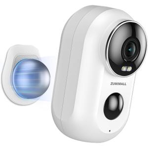 ZUMIMALL Security Cameras Wireless Outdoor with Magnetic Mount, 2K Outdoor Camera Wireless, 2.4G WiFi Battery Cameras for Home Security Indoor,3MP Color Night Vision/130 View/2-Way Talk/SD/Alexa