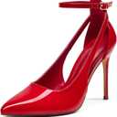 Elisabet Tang 4 in Classy Ankle Strap Pumps for Women - Sexy Pointy Stiletto Cute Closed Toe Heels for Daily Prom Dating, Size: 7.5