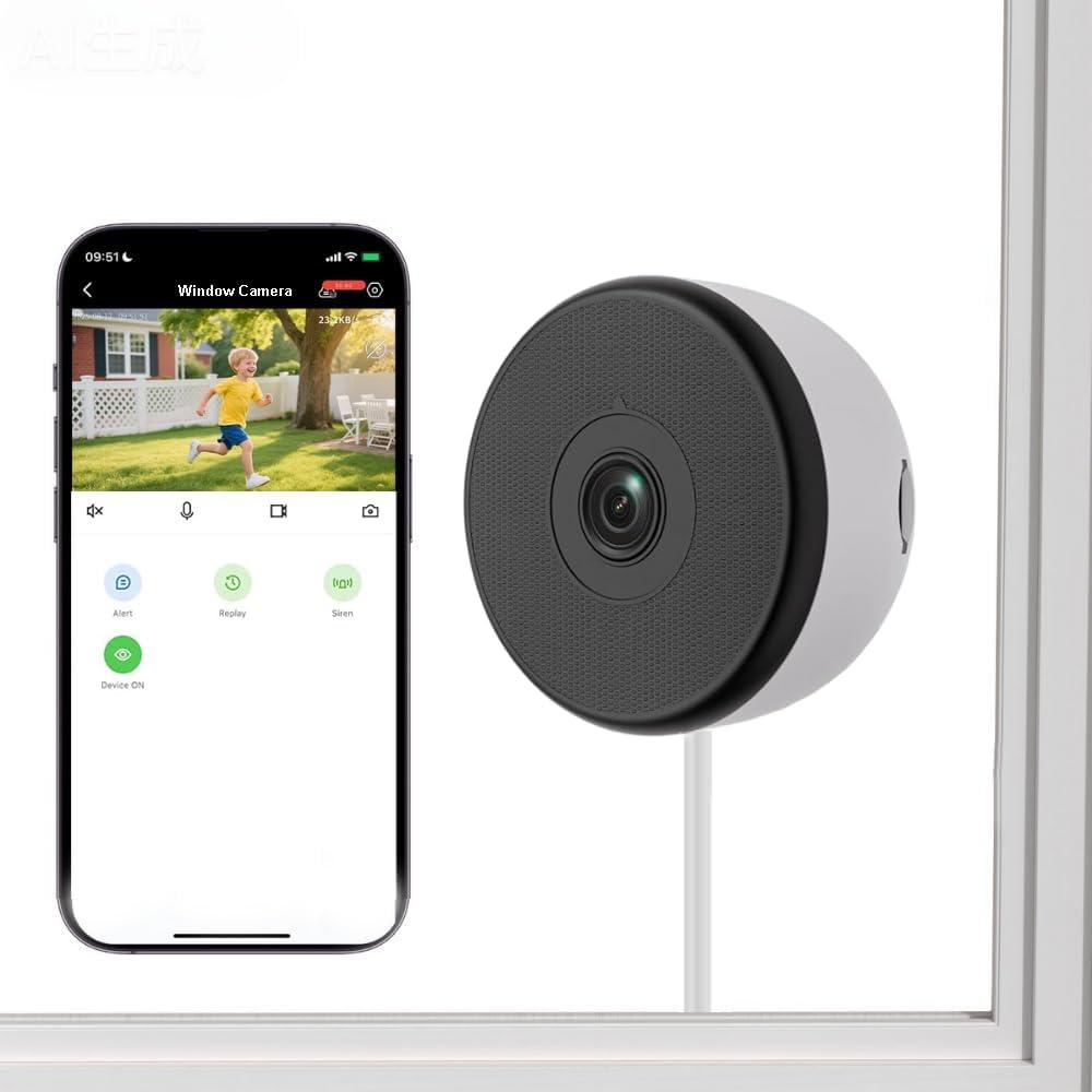 Starlight Window Camera, 2K Resolution, Full-Color Night Vision, Wi-Fi Indoor Security Camera, Wide Angle View, AI Detection