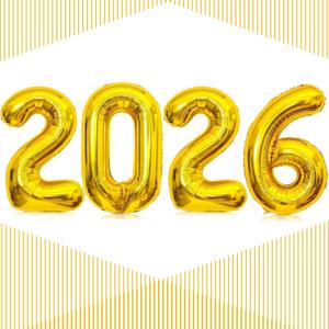 Gold 2026 Balloons,Gaint 40 Inch Gold 2026 Number Balloons,40 Inch 2026 Gold Balloons for New Year Eve Party Supplies 2026, New Years Decorations 2026, Christmas, Graduations Decorations