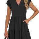 Summer Dresses for Women 2026 Elegant Classy Casual Plus Size Spring Midi Fashion Dress S-XXL (Black)