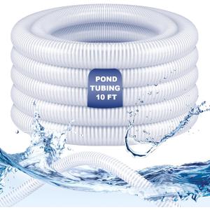 Frienda 2 Dia x 10 Ft Long Pond Tubing Clear PVC Flexible Pipe Long Corrugated Hose Non Kink Drainage Hose with White Helix Reinforced Tube for Garden Ponds Waterfalls Camping Aquariums Supplies