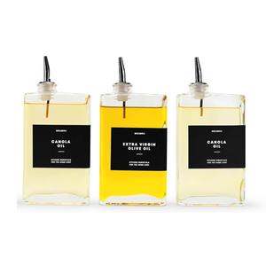 Molimoli Olive Oil Dispenser Bottle for Kitchen, Automatic Pourer, Glass Dispenser for Kitchen, Olive Oil Cruet, | Set of 3 - Black
