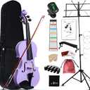 Aileen Violin 4/4 Full Size for Adults Beginners, Purple Fiddle Starter Kit for Students Age 12+, including Music Stand, Unique New Fingerboard Sticker, Mute