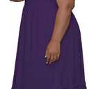 Tycorwd Women's Plus Size Casual Midi Dress Summer Short Sleeve Beach Dress Swing Flowy Tiered Dresses (Purple, XXXL)