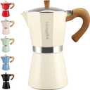 Mongdio Stovetop Espresso Maker Moka Pot, Cuban Coffee Maker Stove top Coffee Maker Moka Italian Espresso Greca Coffee Maker Brewer Percolator, 9 Espresso Cups, 15 oz - White