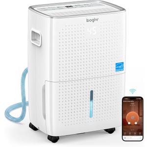 6000 Sq.Ft. Energy Star Dehumidifier for Basement, Max 100Pint/Day Smart WiFi Dehumidifier with Drain Hose, Voice & APP Control, Adjustable Humidistat for Home, Bedroom, Bathroom, Garage, RV(White)