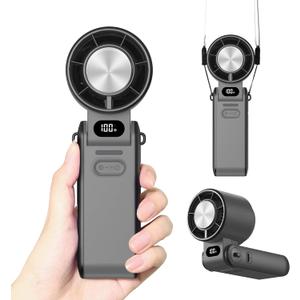 Rican Handheld Portable Fan with Cooling,1-100 Speeds,3 IN 1 Neck/Desk/Hand Held Fan Rechargeable USB Personal Small Mini Pocket Turbo Fans for Travel,Gifts for Women Camping Outdoor (Black(Foldable Style))