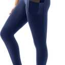 SINOPHANT High Waisted Leggings with Pockets Women, Full Length Capri Buttery Soft Stretchy Yoga Pants (Small-Medium, Navy)