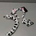 JIALWEN Dalmatian Dog Ears Headband with Tail Bowtie Puppy Animal Costume Set Halloween Party Cosplay Dress Up Accessories for Adults Women