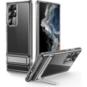 ESR for Samsung Galaxy S22 Ultra Phone Case, 3 Stand Modes Kickstand for S22 Ultra Cover, Military-Grade Drop Protection, Slim Fit, Boost Series Case, Clear