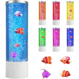Brewish Bubble lamp | 7 Color Changing LED Lamps | Fake Aquarium Night Light | Artificial Fish Tank with Moving Fishes | Home Decor, Ideal Gift for Kids, Adults, Sensory Lights for Autism & ADHD