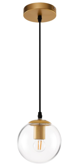 JAGORI Glass Pendant Light,Mid Century Modern Light Fixture,Hanging Lights for Kitchen Island,Bathroom, Bedroom,Hallway Foyer (Gold, 6 in)