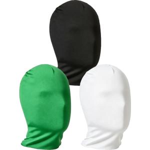 3 Pieces Full Face Mask, Stretchy Faceless Cloth Masks, Statue Inflatable Costume Accessory for Adult Men Women (Black)