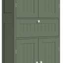 ChooChoo 51" H Tall Bathroom Floor Cabinet, Modern Bathroom Storage Cabinet with Drawer and Adjustable Shelves, Freestanding Kitchen Pantry Cupboard with 4 Doors for Living Room, Green