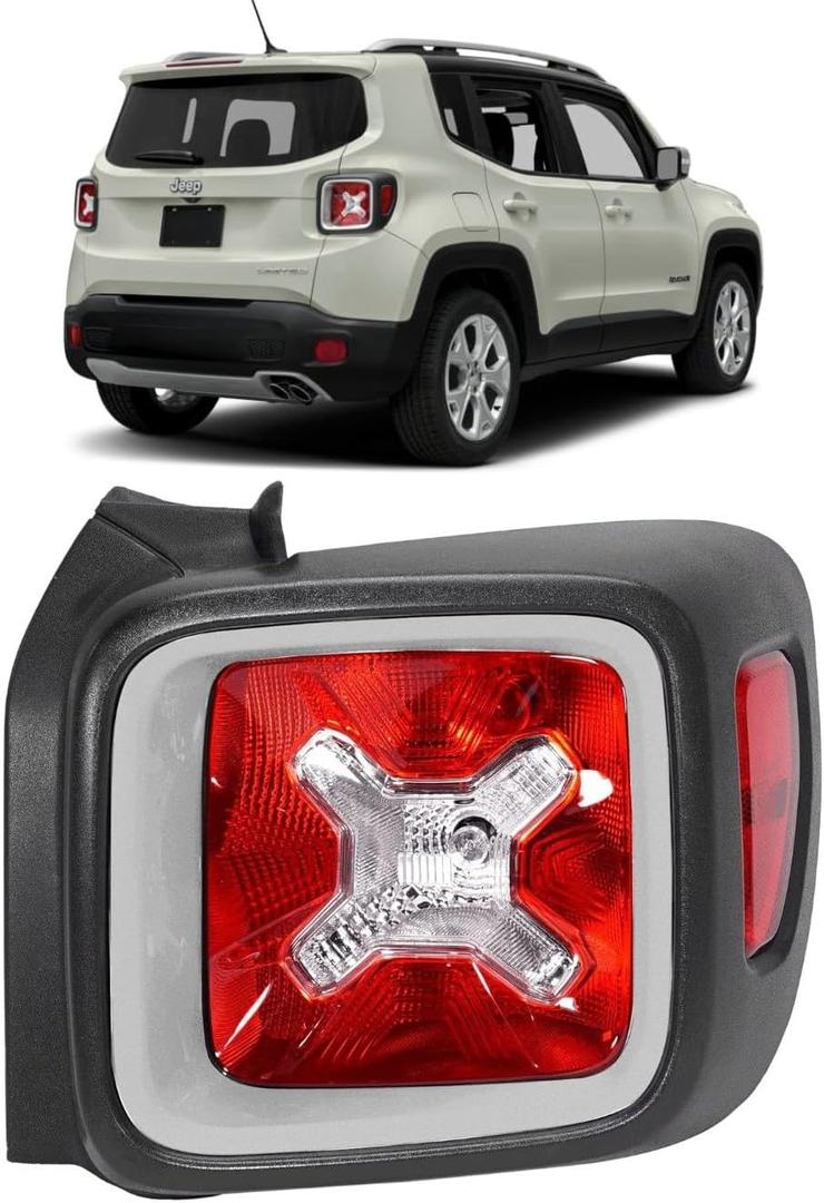 Taillight compatible with 2015-2020 Jeep Renegade Right Passenger Side (Black-chrome)