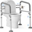 Loyoda Foldable Toilet Safety Rails for Seniors - Adjustable Toilet Safety Frame & Toilet Handles for Elderly & Disabled, Fits Most Toilets, 350lb Capacity, Gray
