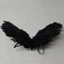 Angel Wings Costume Accessories-Feather Wings with Halo Headband Set for Adults, Lightweight Adjustable Fairy Wings,Cosplay Black