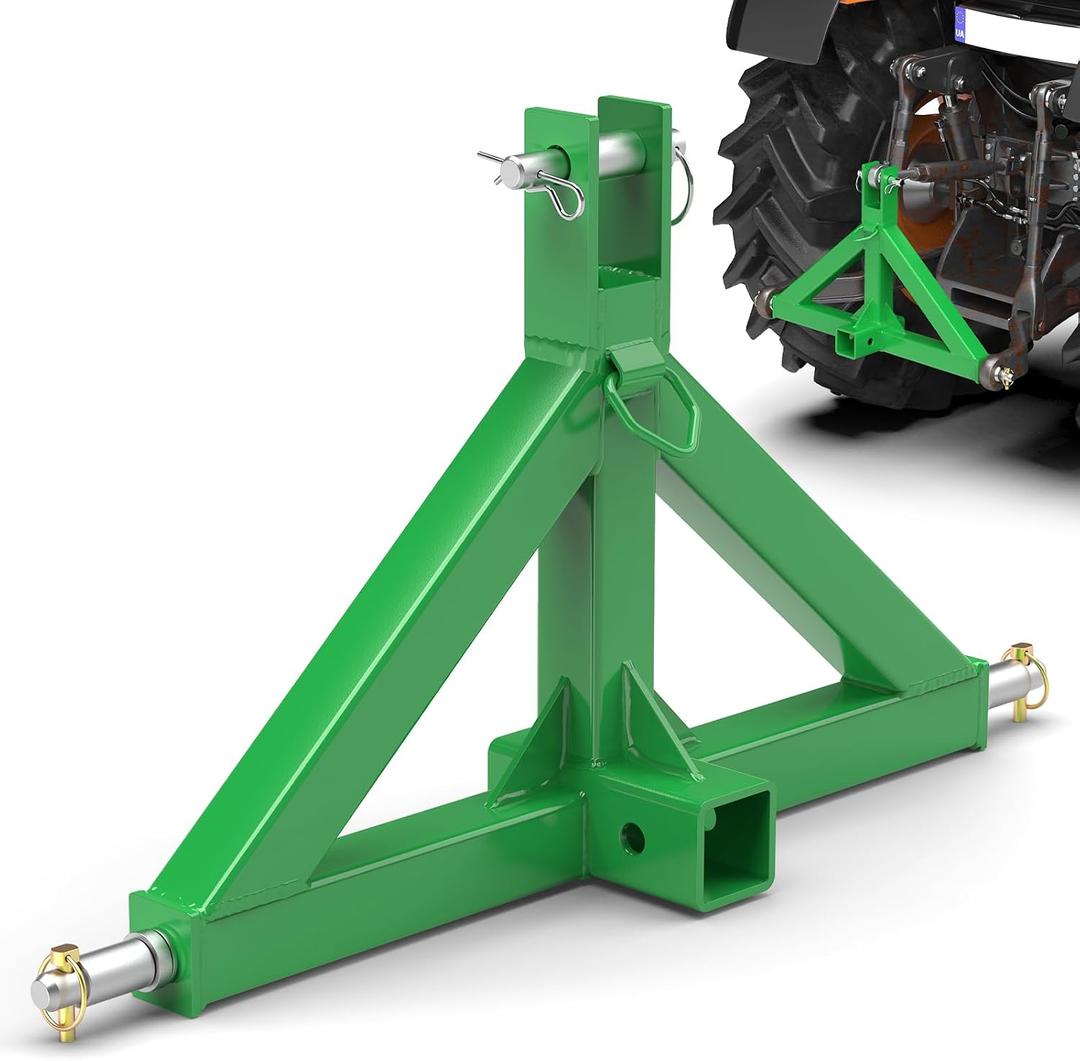 3 Point Trailer Hitch with 2" Receiver Quick Hitch Compatible with Category 1 Tractors(Green), Heavy Duty Towing Hitch Tractor Drawbar Hitch Adapter for BX, Kubota, John Deere, NorTrac, Kioti, Yanmar